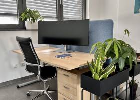 Büro mit stilvoller Einrichtung und grünen Akzenten nähe Köln