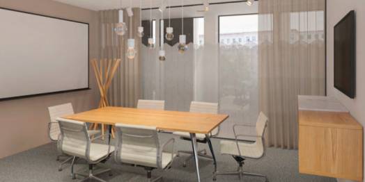 Büroräume in modernem Gebäude mit privater Dachterrasse