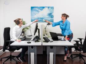 Arbeite im lichtdurchfluteten und schalloptimieren Büro